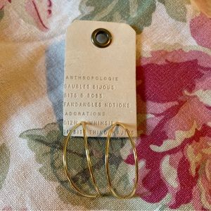 ANTHROPOLOGIE Gold  Earrings  Delicate 1” HalfRound Timeless Lightweight $59 NWT